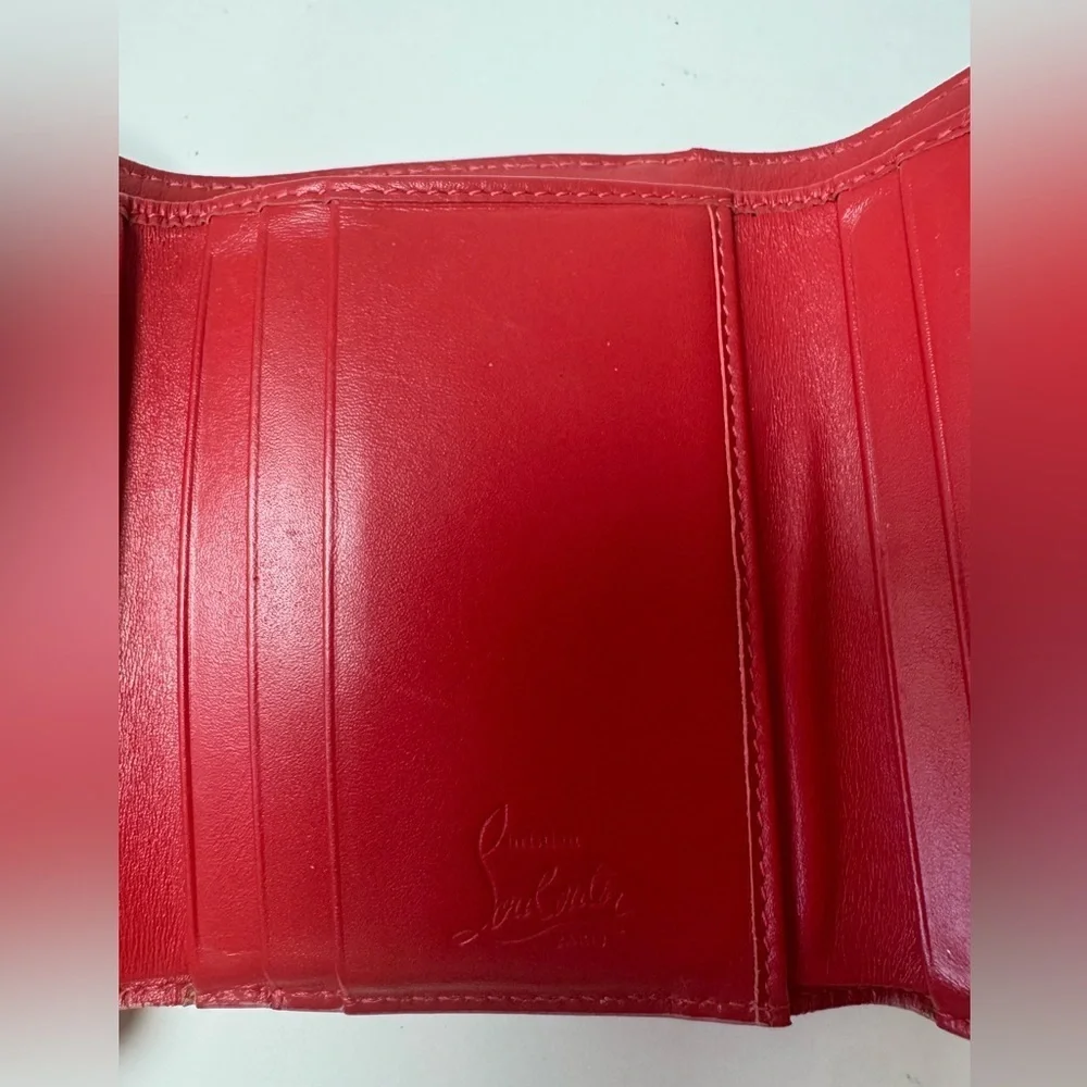 Christian Louboutin Women’s Calfskin Spiked Pink Macaron Mini Wallet